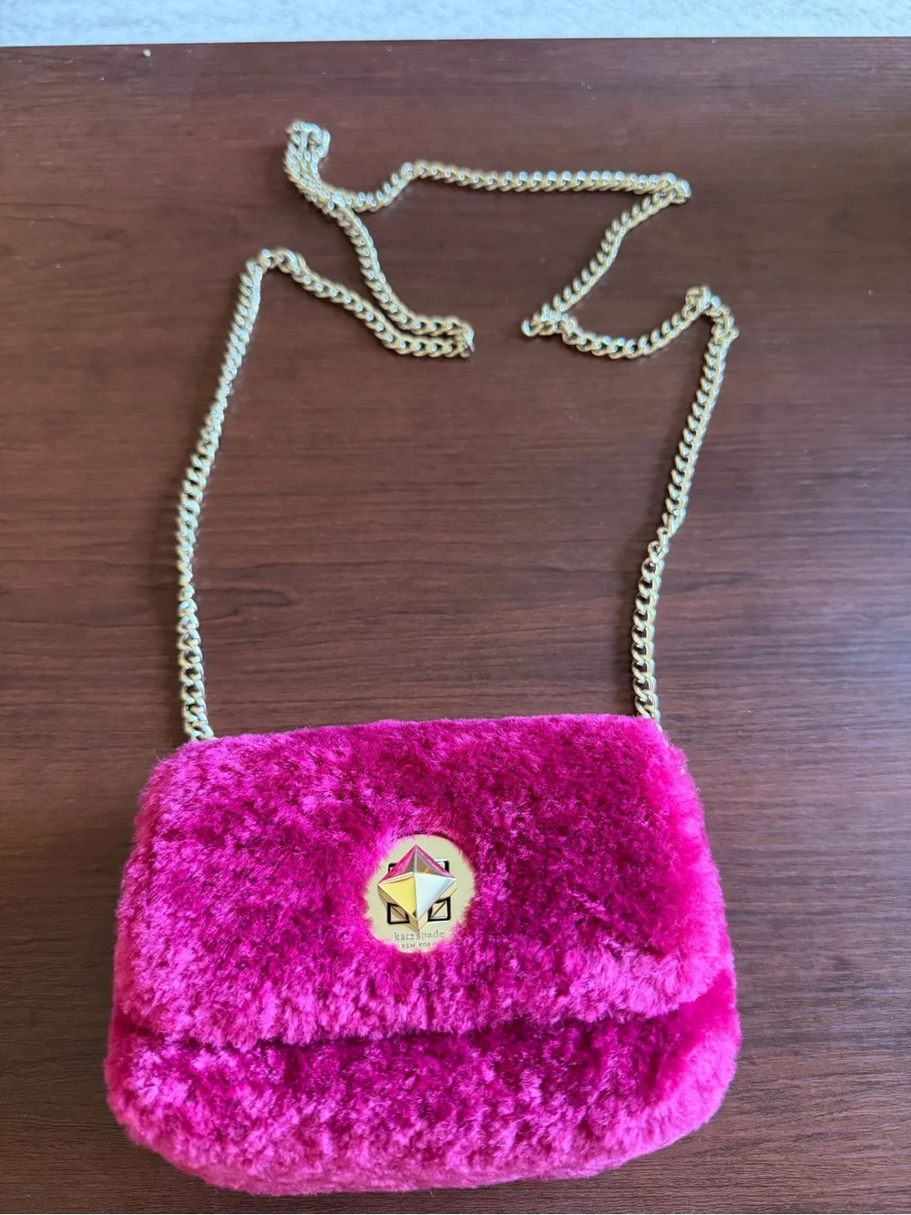 kate spade Plush Fuchsia Crossbody Bag with Gold Chain